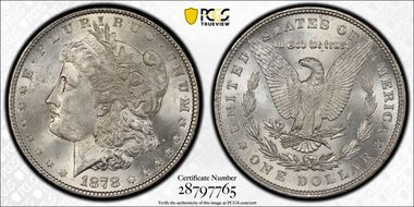 1878 7TF $1 R79 VAM 223, Washed Out L MS62
