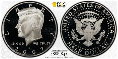 2007-S 50C Silver PR70DCAM