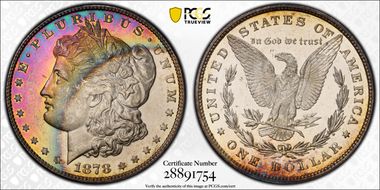 1878 8TF $1 VAM 23, Crazy Lips MS63DMPL