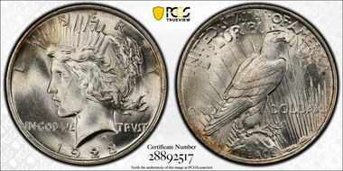 1923 $1 VAM 1A, Whisker Jaw MS65