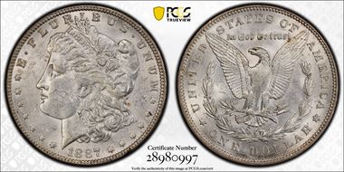 1887 $1 VAM 25A, Donkey Tail MS60