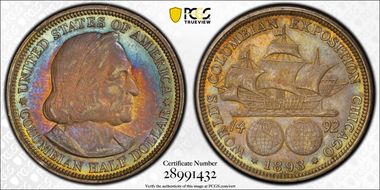1893 50C Columbian AU58+