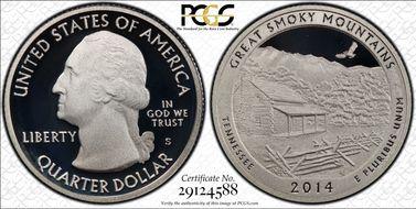 2014-S 25C Great Smoky Mtns-Silver PR70DCAM