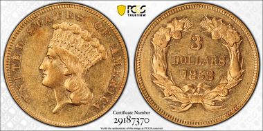 1858 $3 AU55