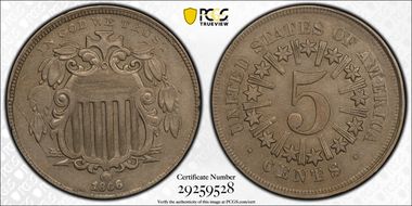 1866 5C Rays AU53