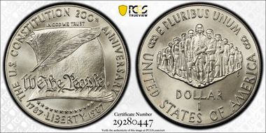 1987-P $1 Constitution MS69