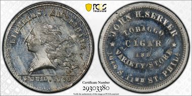 (1876) Token Pa-Ph 750 White Metal John H. Server MS64