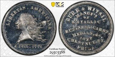 (1876) Token Pa-Ph 840 White Metal Burr & Witsil MS63