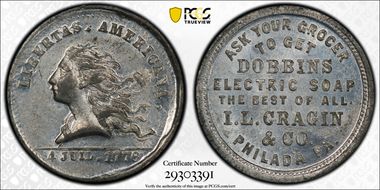 (1876) Token Pa-Ph 880 White Metal I.L. Cragin & Co. MS63