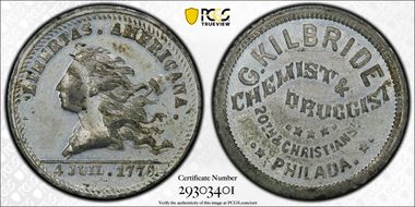 (1876) Token Pa-Ph 980 White Metal G. Kilbride MS62