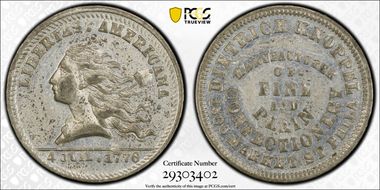 (1876) Token Pa-Ph 990A White Metal Dietrich Knoppel AU58