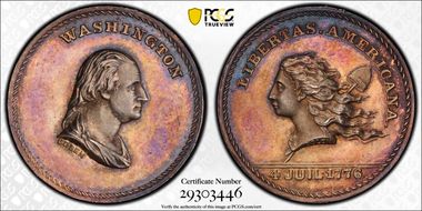 (1867) Medal JAB-M4 Silver Libertas Americana MS64