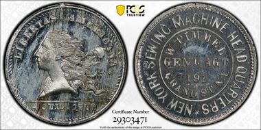 (1876) Token NY-NY 790 White Metal W. Pimmel MS64