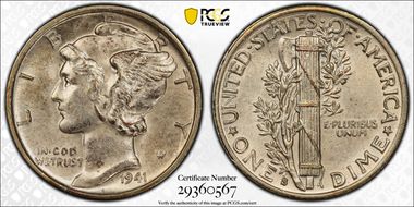 1941-S/S 10C RPM, FS-501 AU58+