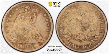 1867-S 50C WB-1 Very Small S XF40