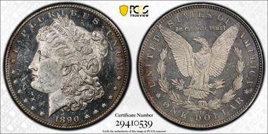 1890-CC $1 Tailbar MS62DMPL
