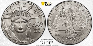 2008-W $100 Burnished St. of Liberty SP70