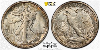 1917-S 50C Reverse AU58+