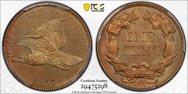 1857 1C Flying Eagle MS64