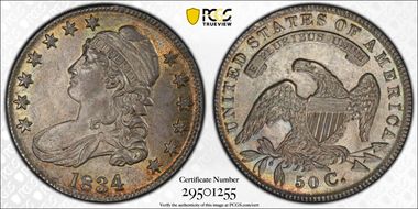 1834 50C O-107 Lg Date, Sm Letters MS63+