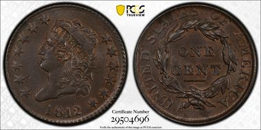 1812 1C S-288, Large Date MS63BN