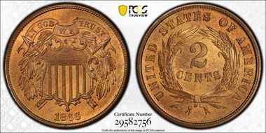 1866 2C MS66RD