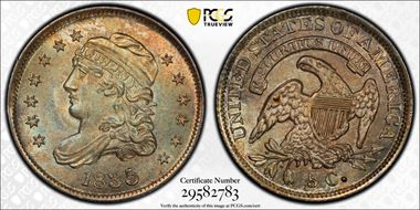 1835 H10C Large Date, Small 5C MS66+
