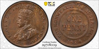 1924 (s) 1D Indian obverse MS63BN