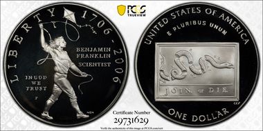 2006-P $1 Franklin-Scientist PR70DCAM