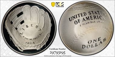 2014-P $1 Baseball Hall of Fame First Strike PR70DCAM