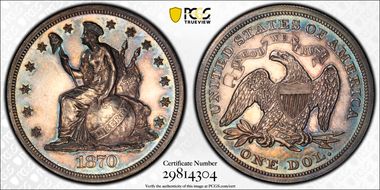 1870 $1 J-1014 PR62+