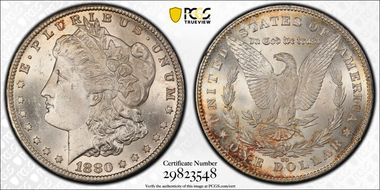 1880-CC $1 8/7 Reverse of 1878 MS63