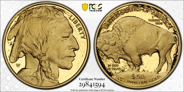 2014-W $50 American Buffalo .9999 Fine Gold First Strike PR70DCAM