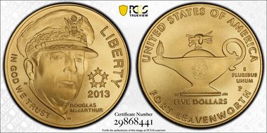 2013-P $5 5 Star Generals MacArthur MS70