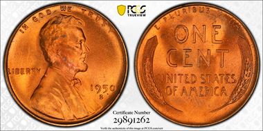 1950-S 1C MS67+ RD