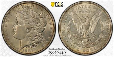 1901 $1 VAM 5 Doubled Ear AU55