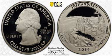 2014-S 25C Shenandoah NP-Silver PR70DCAM