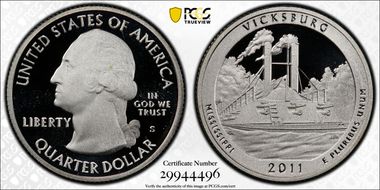 2011-S 25C Vicksburg NP - Silver PR70DCAM