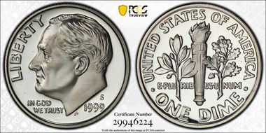 1999-S 10C Silver PR70DCAM