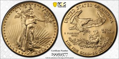 1986 $50 Gold Eagle Michael Reagan MS69