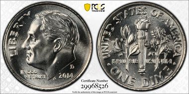 2014-D 10C MS68FB
