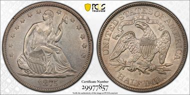 1875-S 50C WB-14 Very Small S AU55