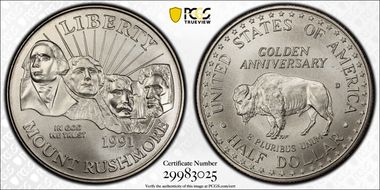 1991-D 50C Mount Rushmore MS70