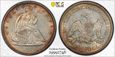 1860 50C WB-1, Type 2 Reverse AU55