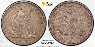 1872-S 50C WB-3 Medium-Small S XF45