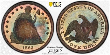 1863 $1 PR66+