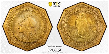 1915-S $50 Panama-Pacific, Octagonal MS64