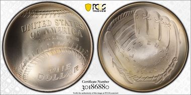 2014-P $1 Baseball Hall of Fame First Strike MS69