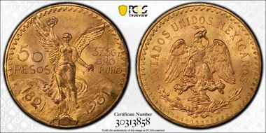 1931/0 50 Peso KM-481 Au MS64