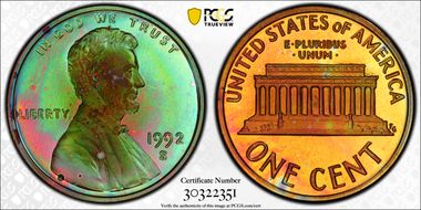 1992-S 1C PR69BN